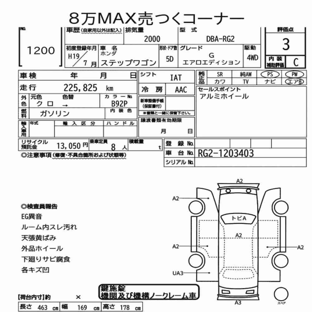 Notka aukcyjna: HONDA STEPWAGON 5D 4WD G AERO EDITION