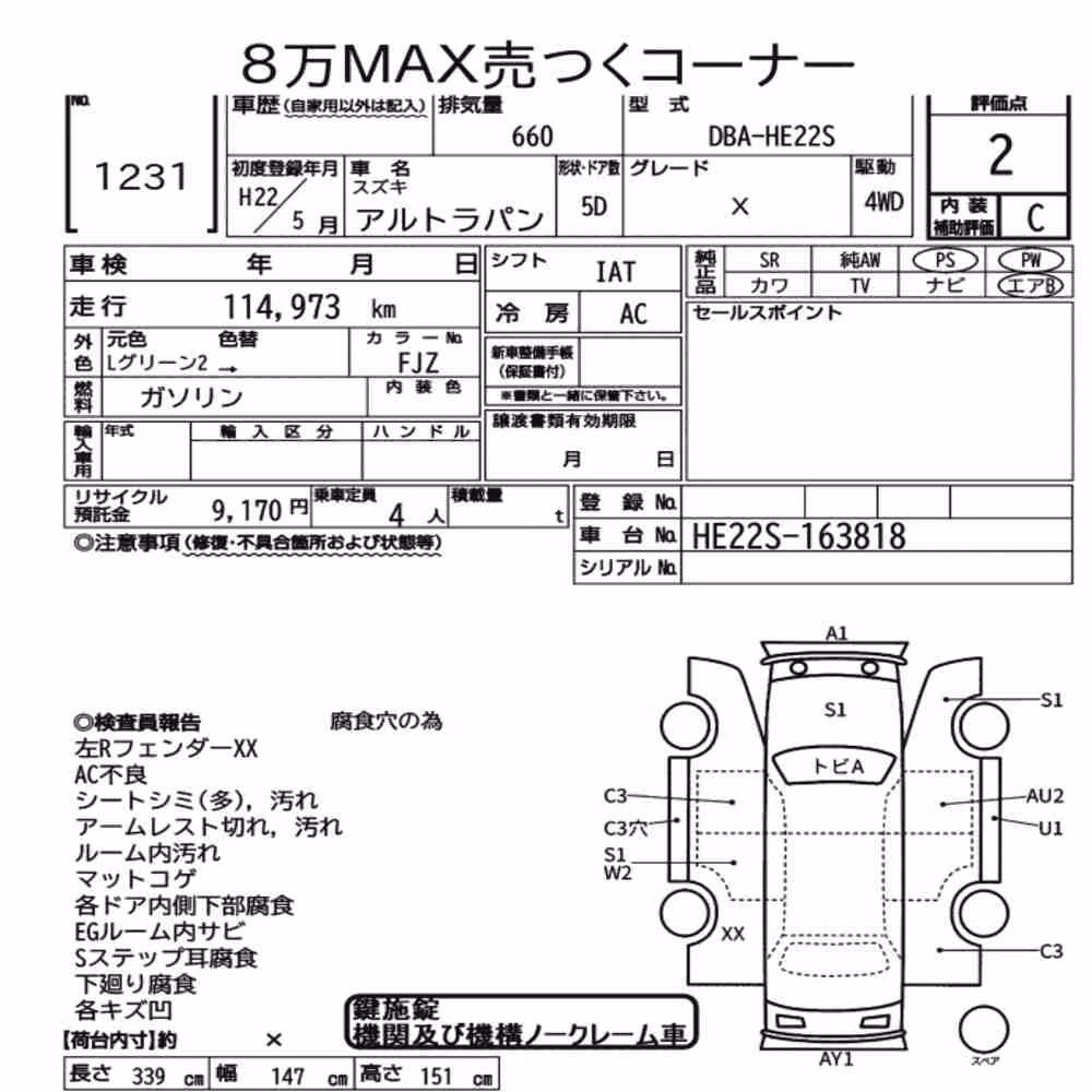 Notka aukcyjna: SUZUKI ALTO LAPIN 4WD X