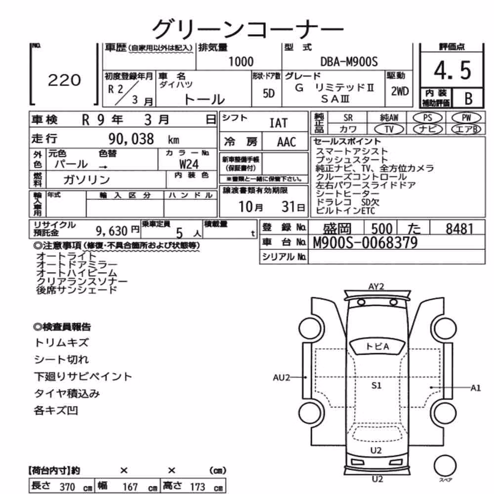Notka aukcyjna: DAIHATSU THOR G LIMITED2 SA3