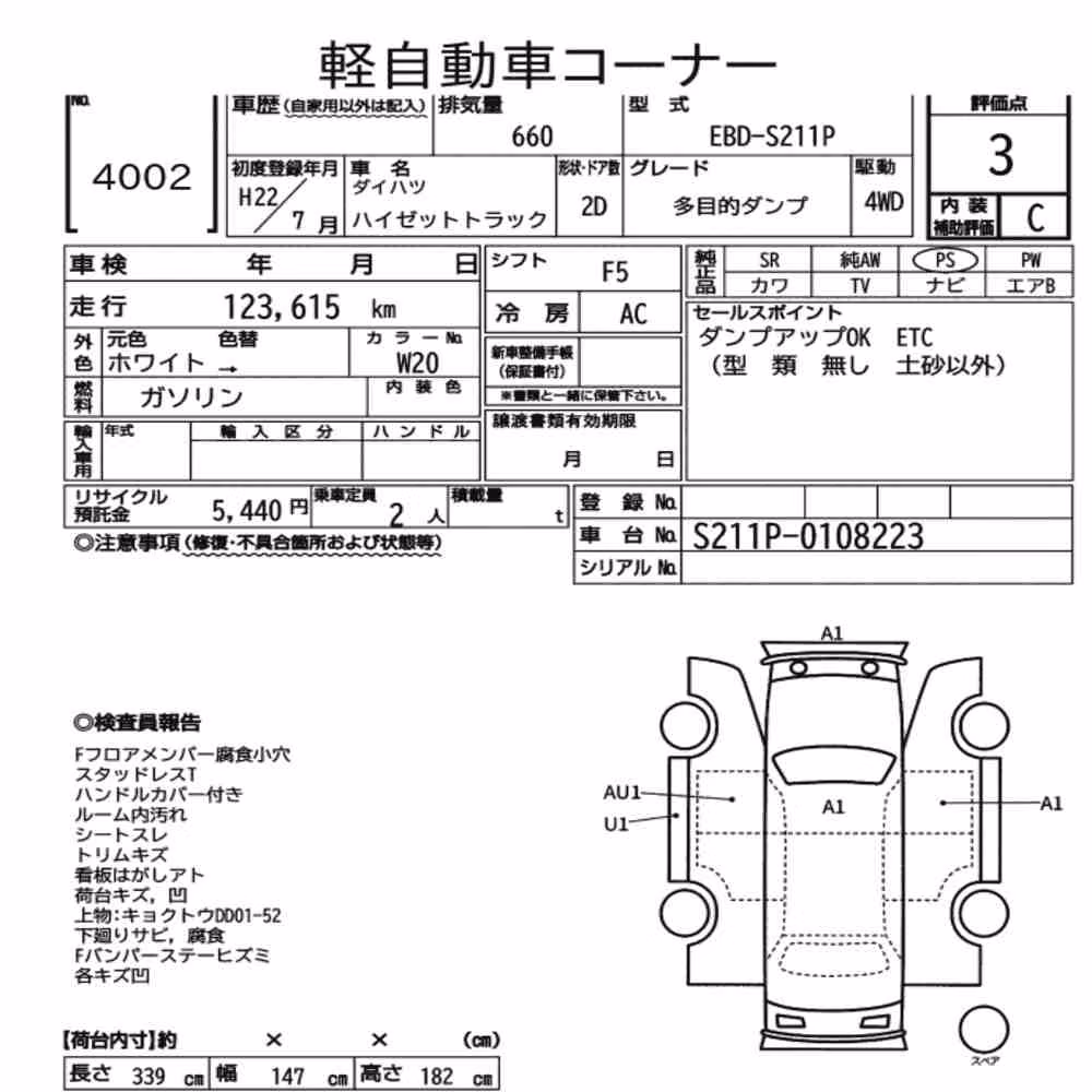 Notka aukcyjna: DAIHATSU HIJET TRUCK 4WD MULTIPURPOSE DUMP