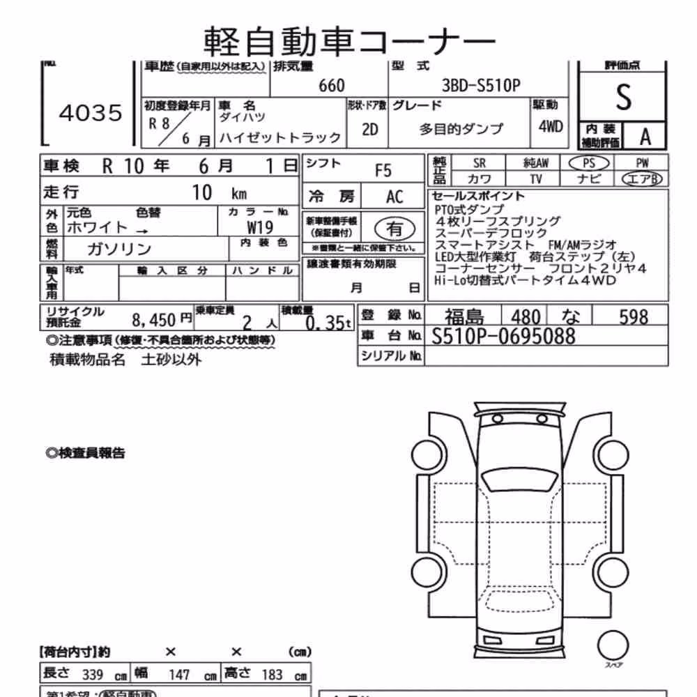 Notka aukcyjna: DAIHATSU HIJET TRUCK 4WD MULTIPURPOSE DUMP