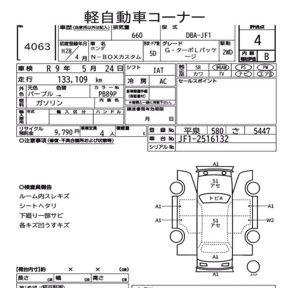 Notka aukcyjna: HONDA N-BOX CUSTOM G・TURBO L PACKAGE