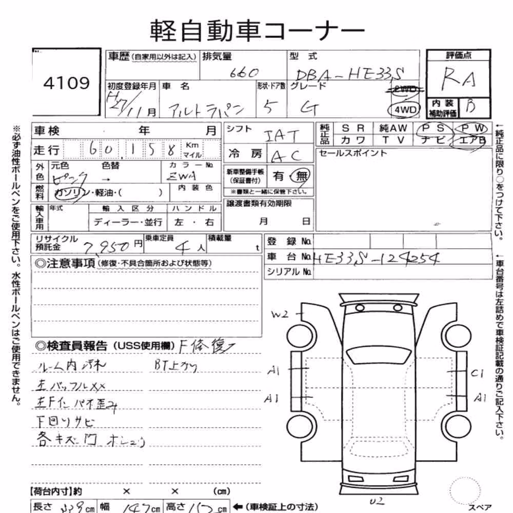 Notka aukcyjna: SUZUKI ALTO LAPIN 4WD G