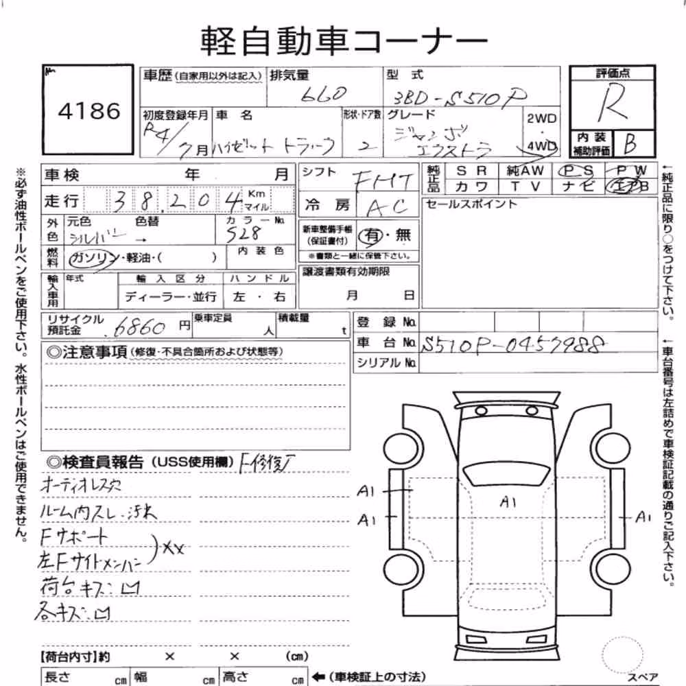 Notka aukcyjna: DAIHATSU HIJET TRUCK 4WD JUMBO EXTRA