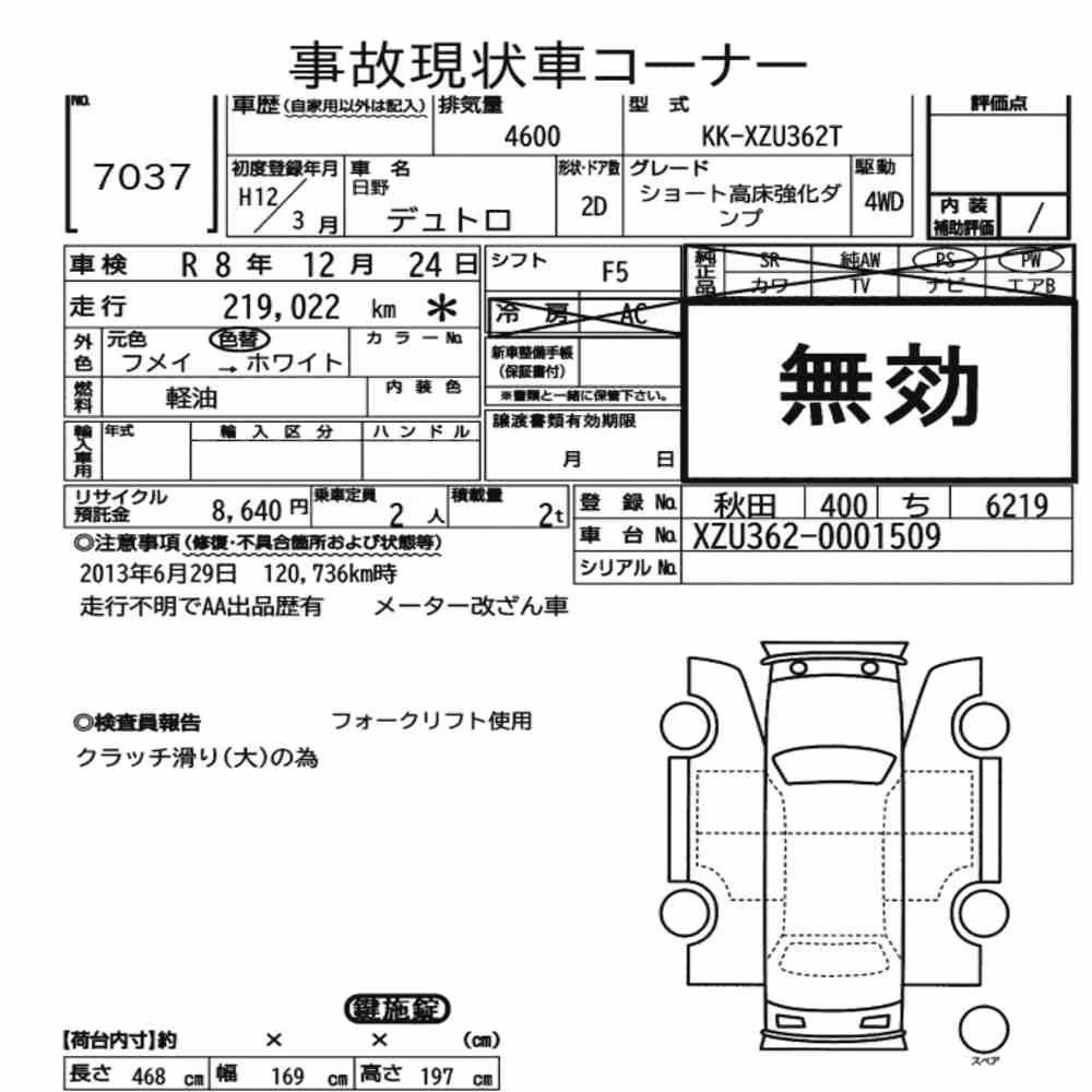 Notka aukcyjna: HINO DUTRO 2D 4WD SHORT HIGH DECK STRENGTHEN DUMP