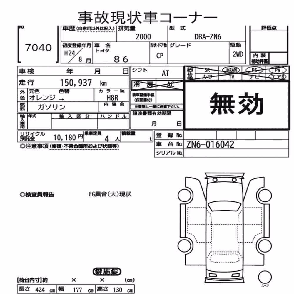 Notka aukcyjna: TOYOTA 86