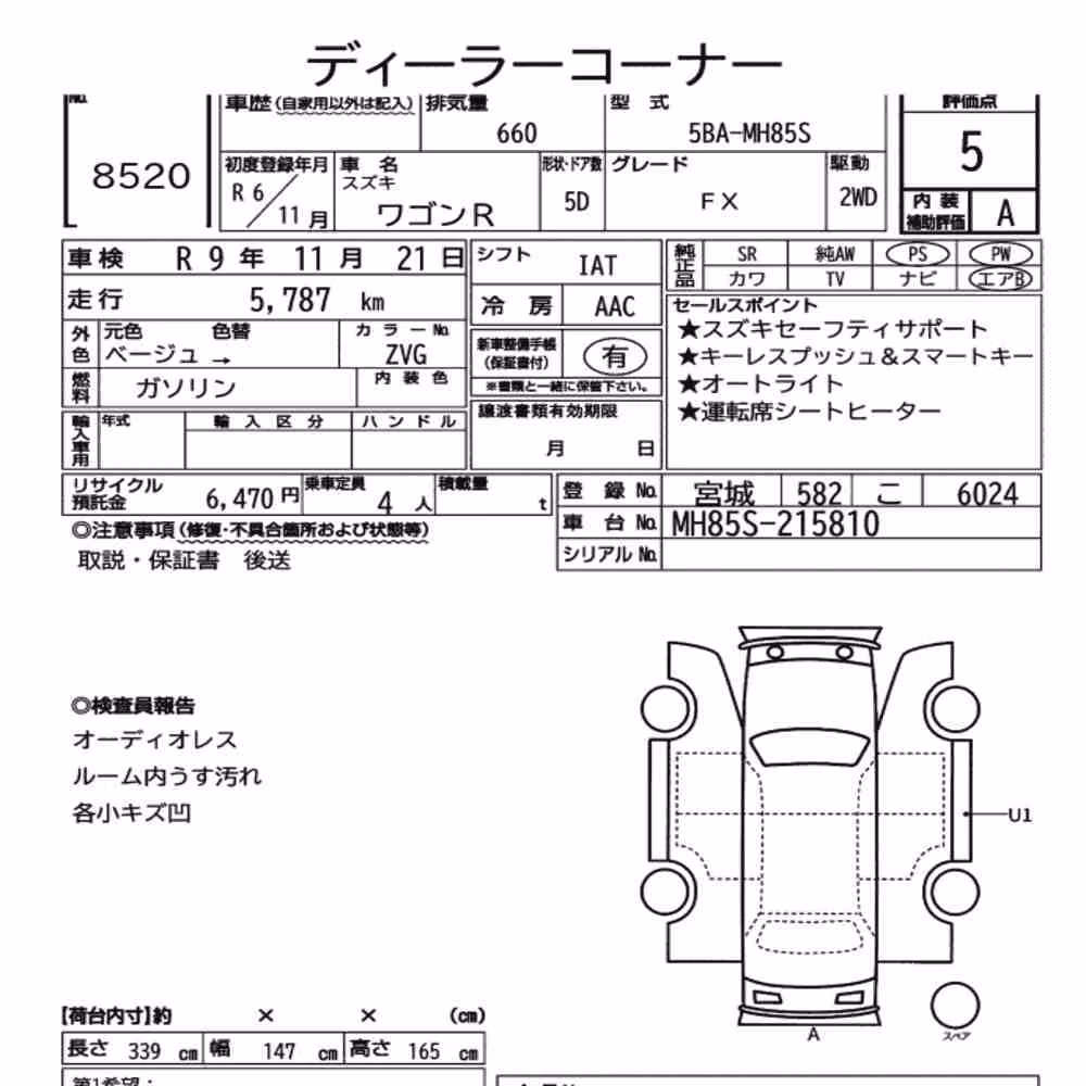 Notka aukcyjna: SUZUKI WAGON R 5D FX