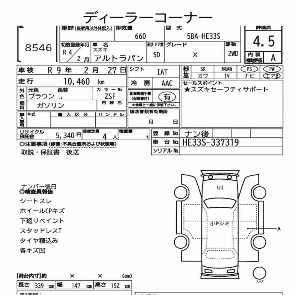Notka aukcyjna: SUZUKI ALTO LAPIN X