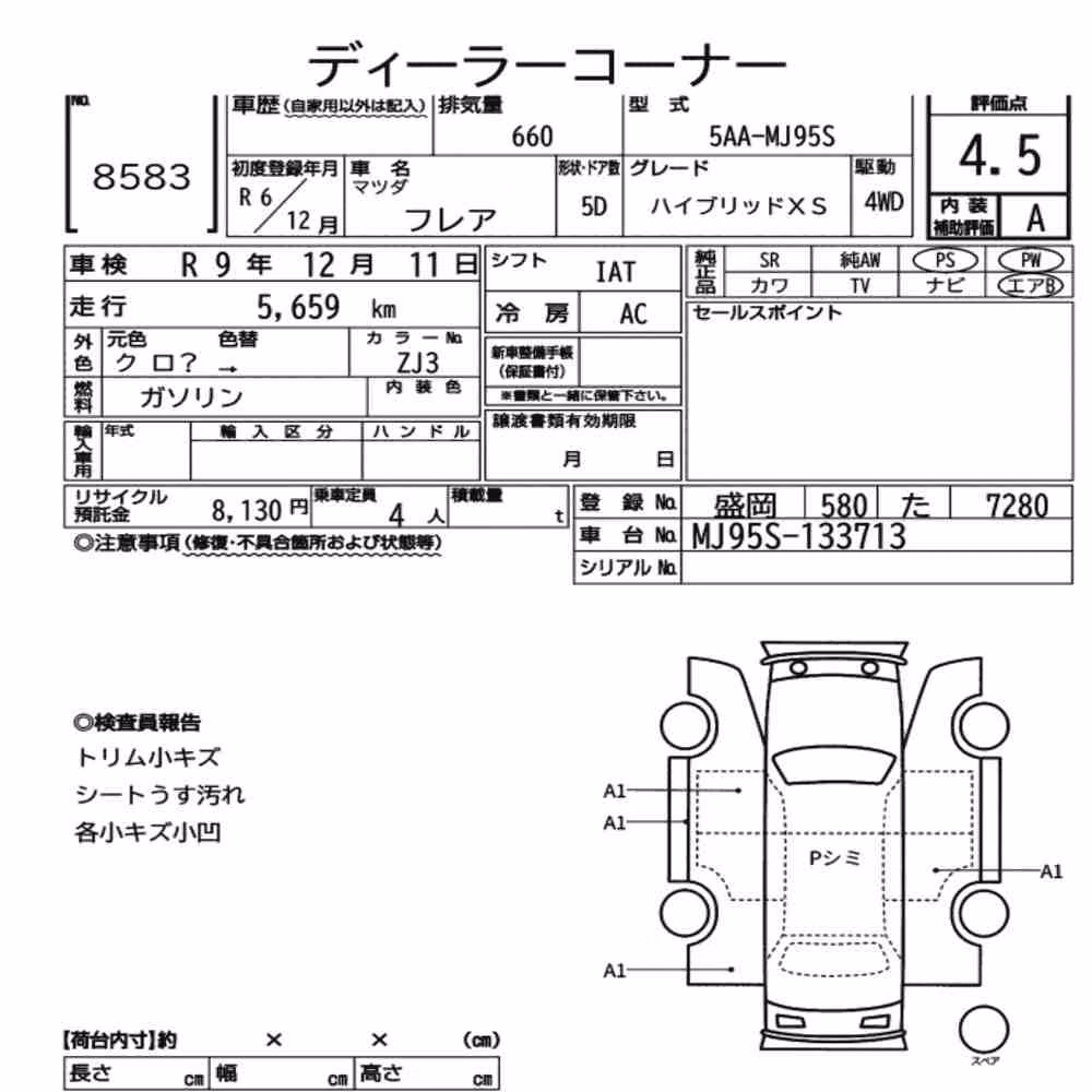 Notka aukcyjna: MAZDA FLAIR 4WD HYBRID XS