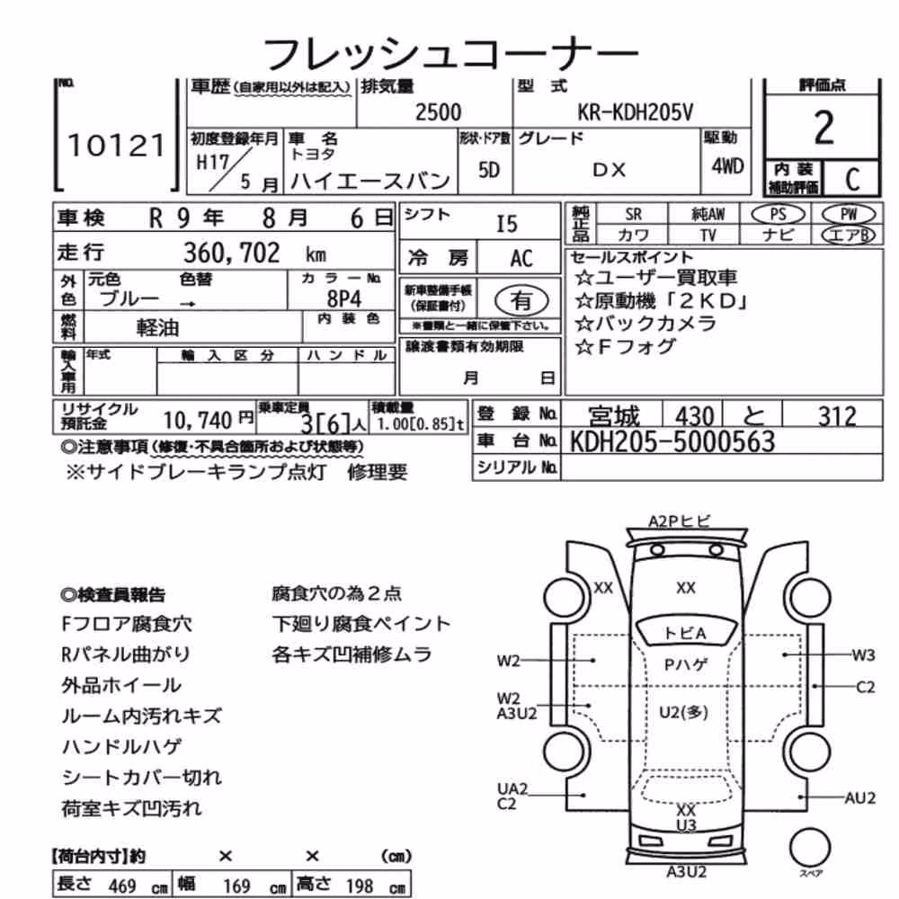 Notka aukcyjna: TOYOTA HIACE VAN 5D 4WD DX