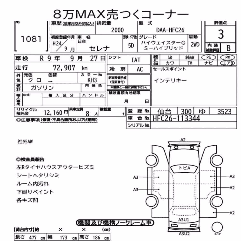 Notka aukcyjna: NISSAN SERENA 5D HIGHWAY STAR G S-HYBRID