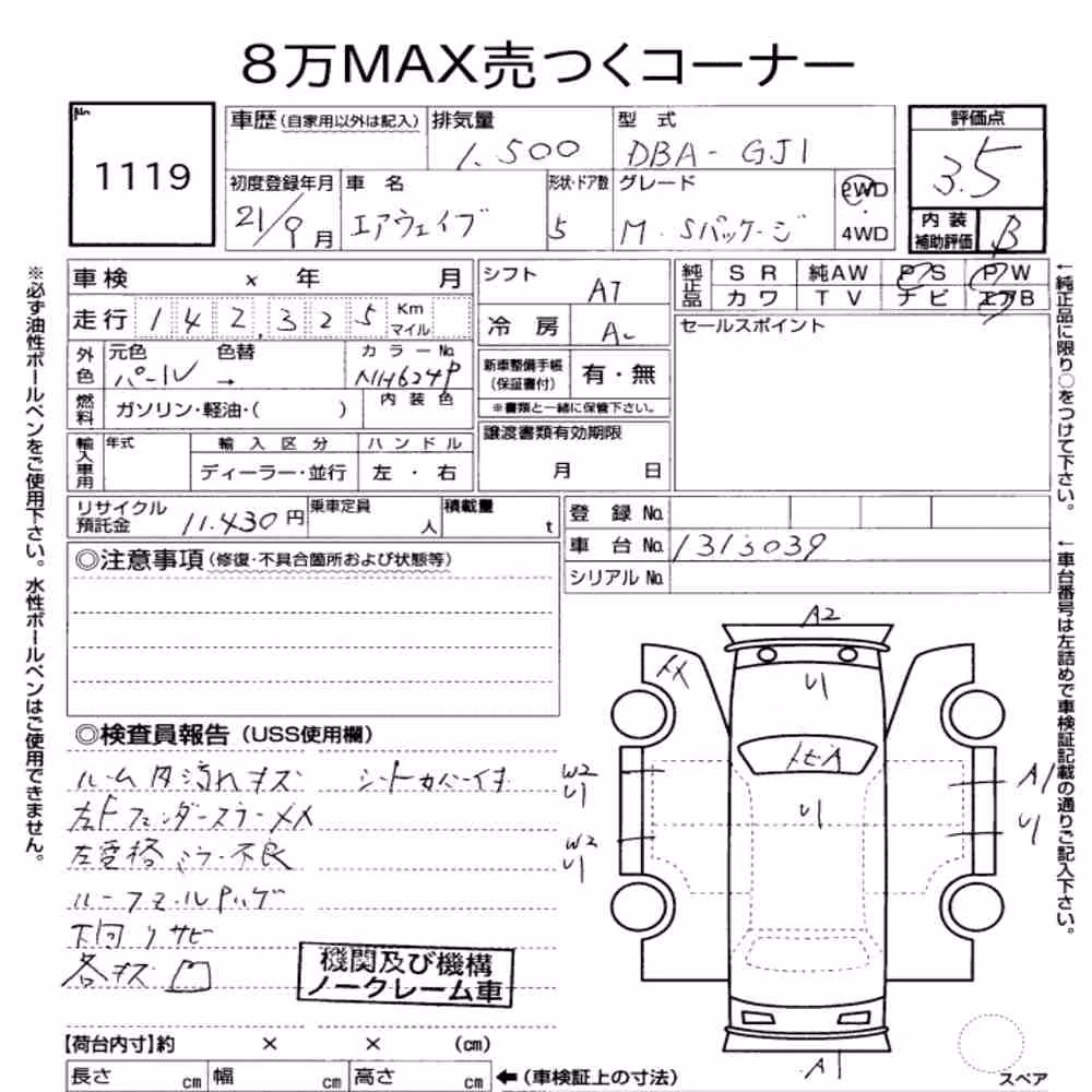 Notka aukcyjna: HONDA AIRWAVE M S PACKAGE
