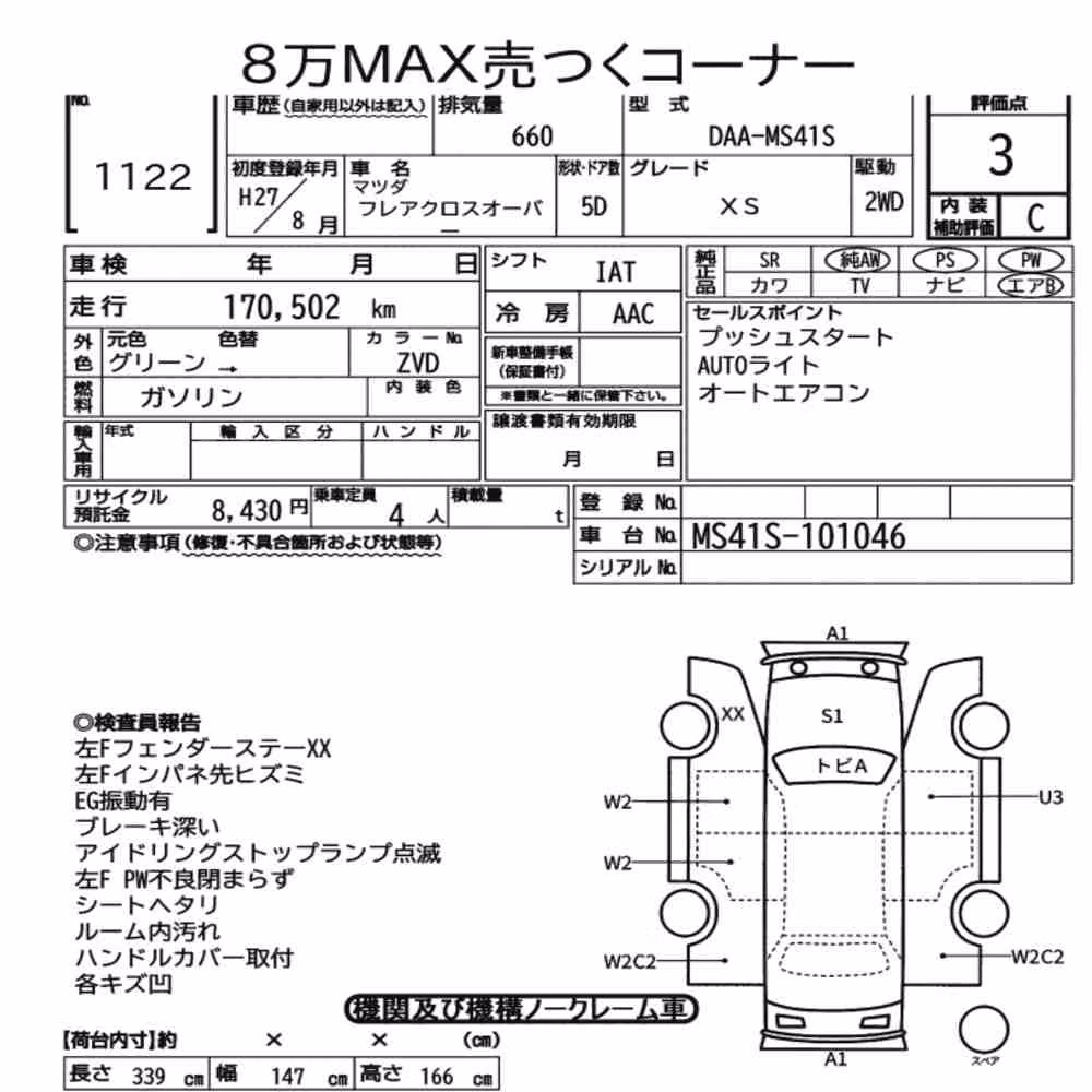 Notka aukcyjna: MAZDA FLAIR CROSSOVER XS