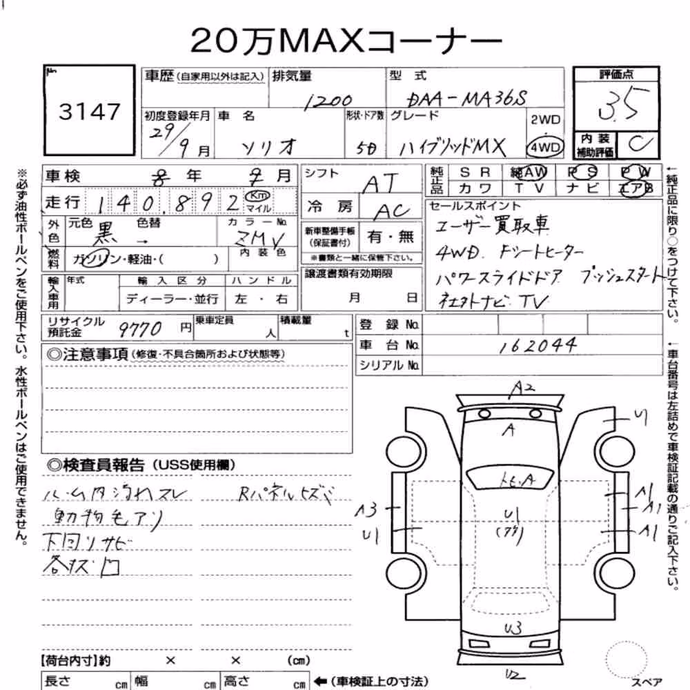 Notka aukcyjna: SUZUKI SOLIO 4WD HYBRID MX