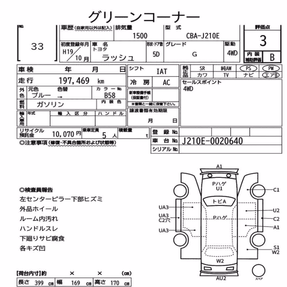 Notka aukcyjna: TOYOTA RUSH 4WD G