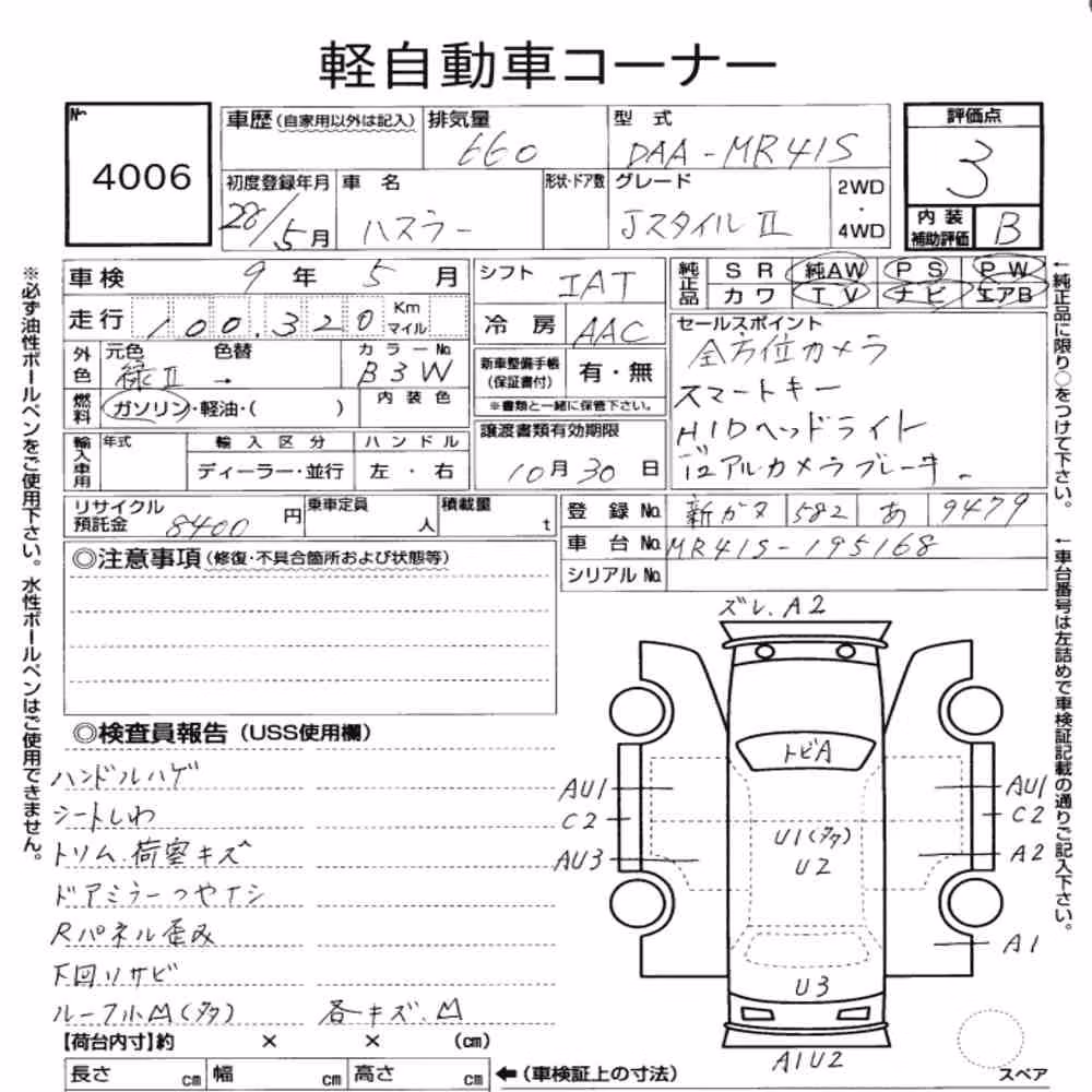 Notka aukcyjna: SUZUKI HUSTLER J STYLE Ⅱ