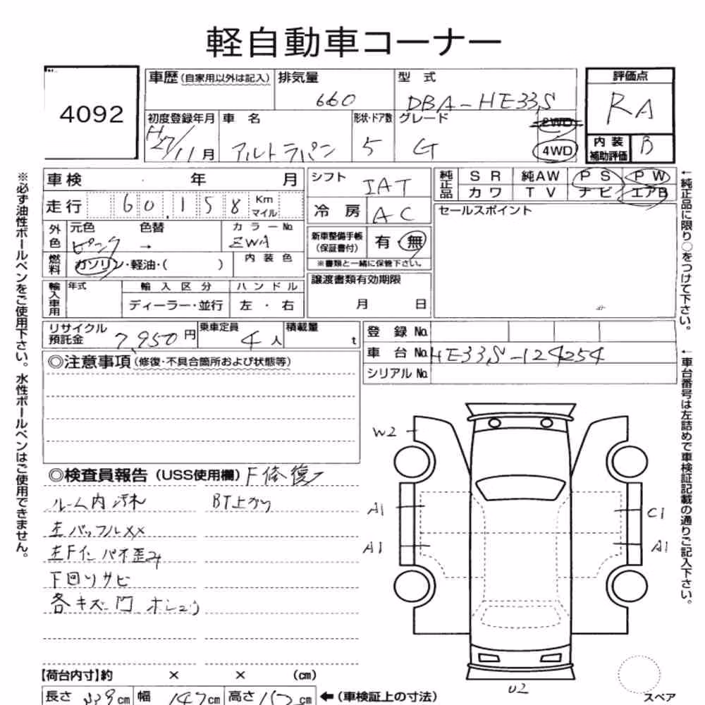 Notka aukcyjna: SUZUKI ALTO LAPIN 4WD G