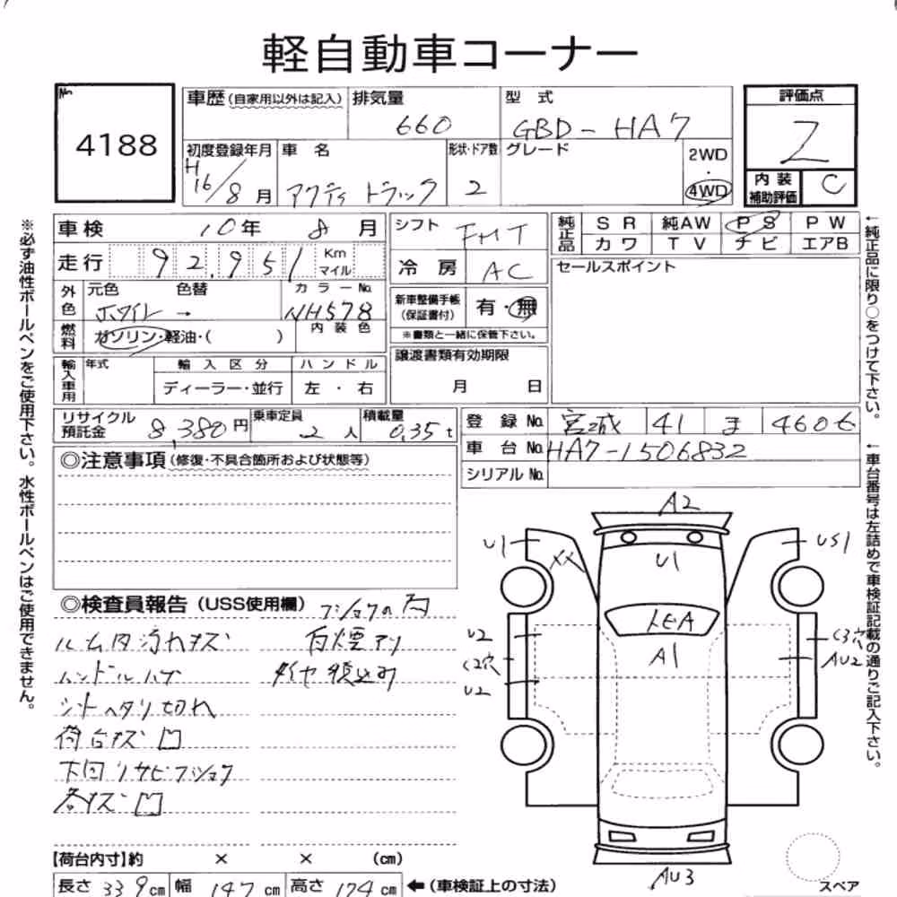 Notka aukcyjna: HONDA ACTY TRUCK 4WD