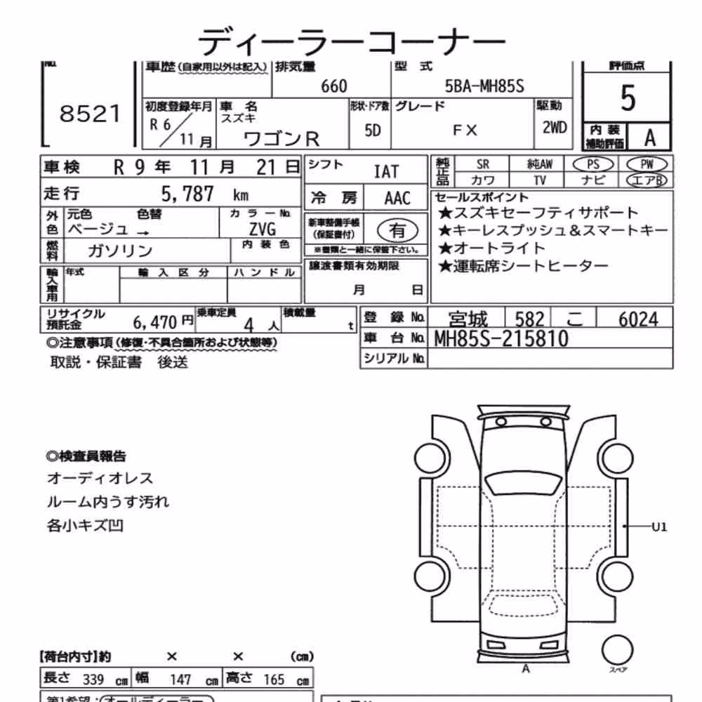 Notka aukcyjna: SUZUKI WAGON R 5D FX