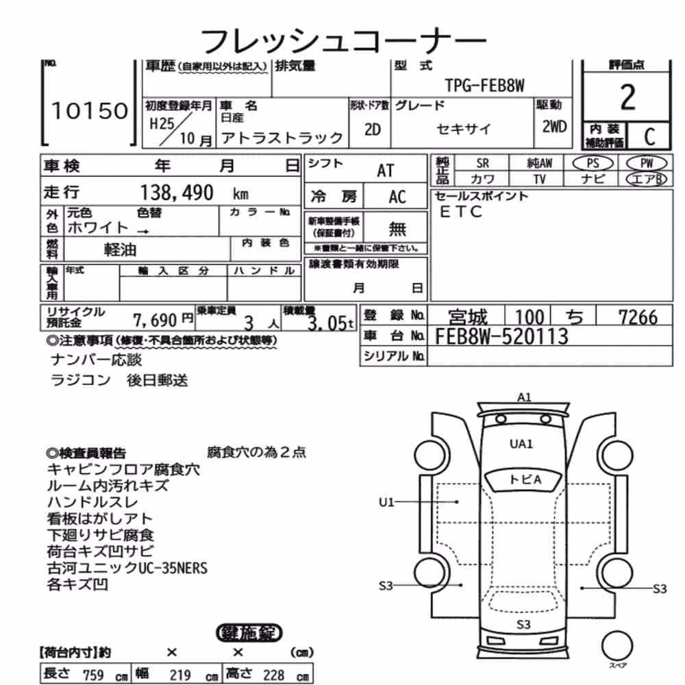 Notka aukcyjna: NISSAN ATLAS TRUCK 2D OTHERS