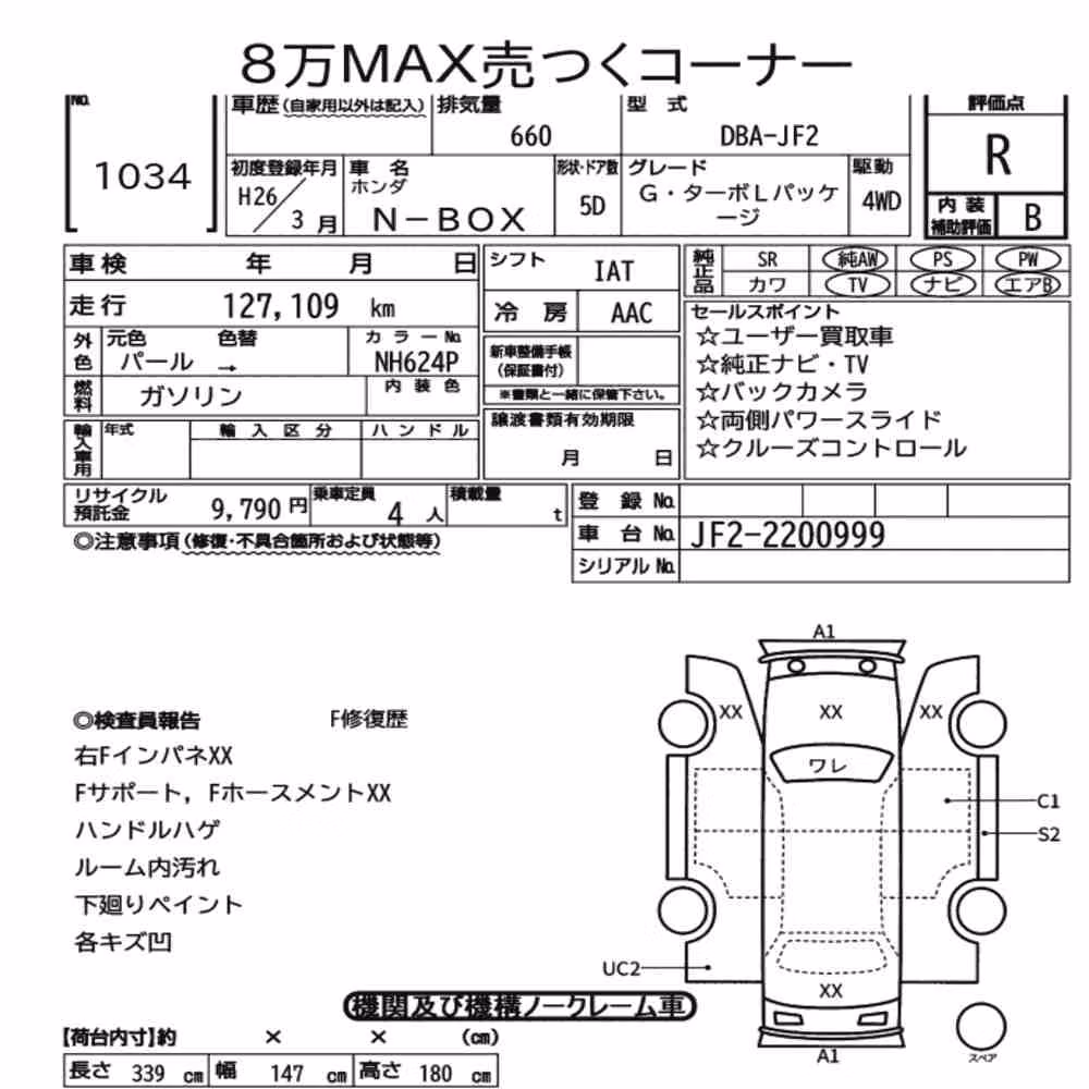 Notka aukcyjna: HONDA N-BOX 4WD G・TURBO L PACKAGE