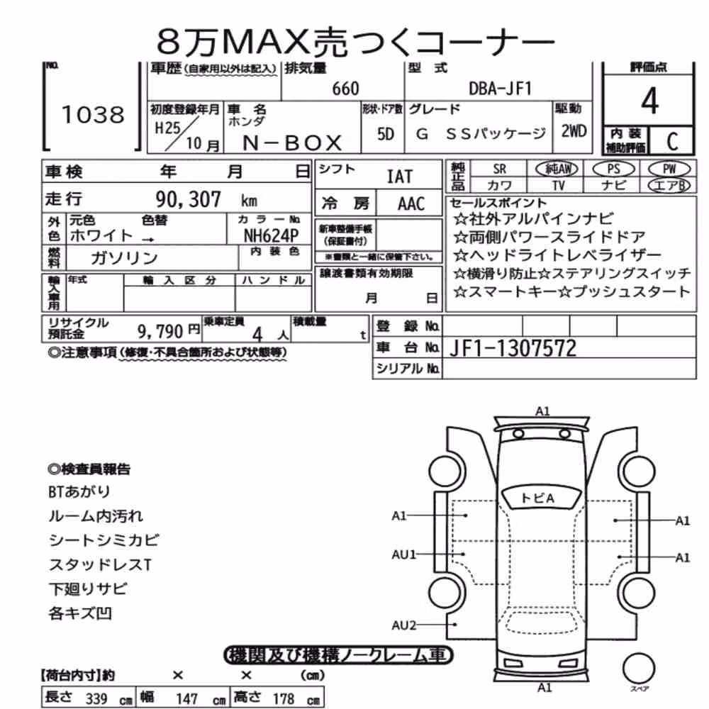 Notka aukcyjna: HONDA N-BOX G SS PACKAGE