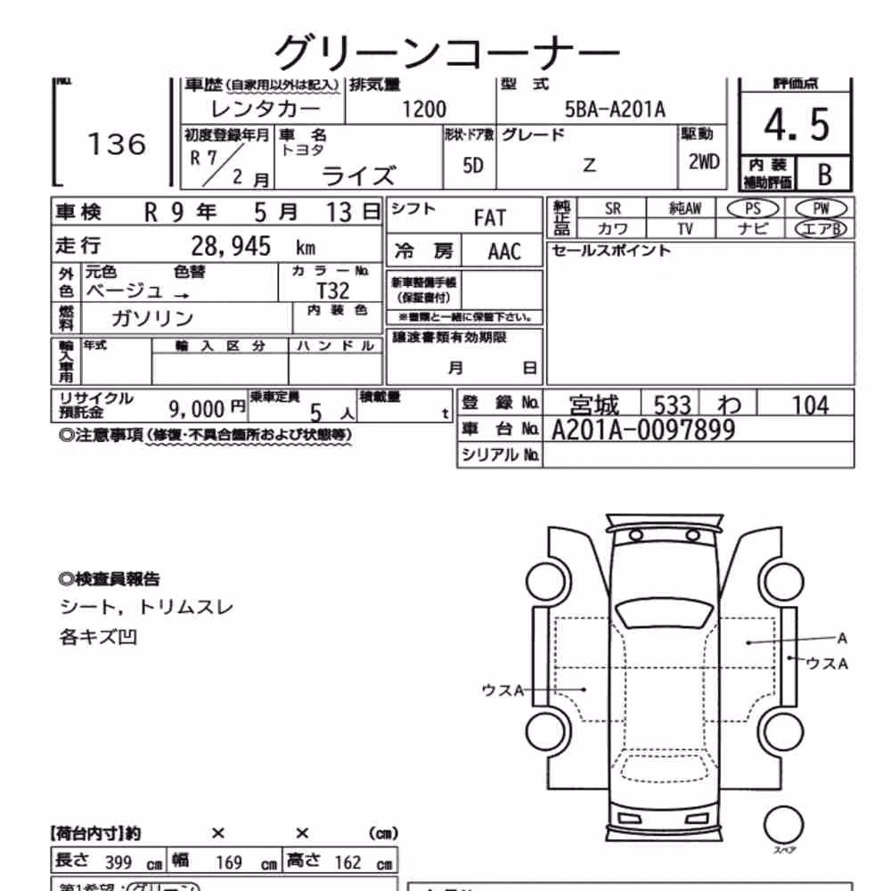 Notka aukcyjna: TOYOTA RAIZE Z
