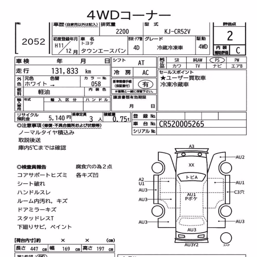 Notka aukcyjna: TOYOTA TOWNACE VAN 4D 4WD OTHERS