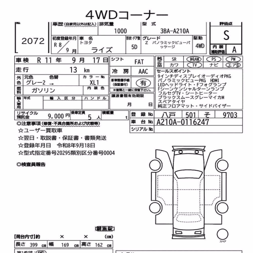 Notka aukcyjna: TOYOTA RAIZE 4WD Z