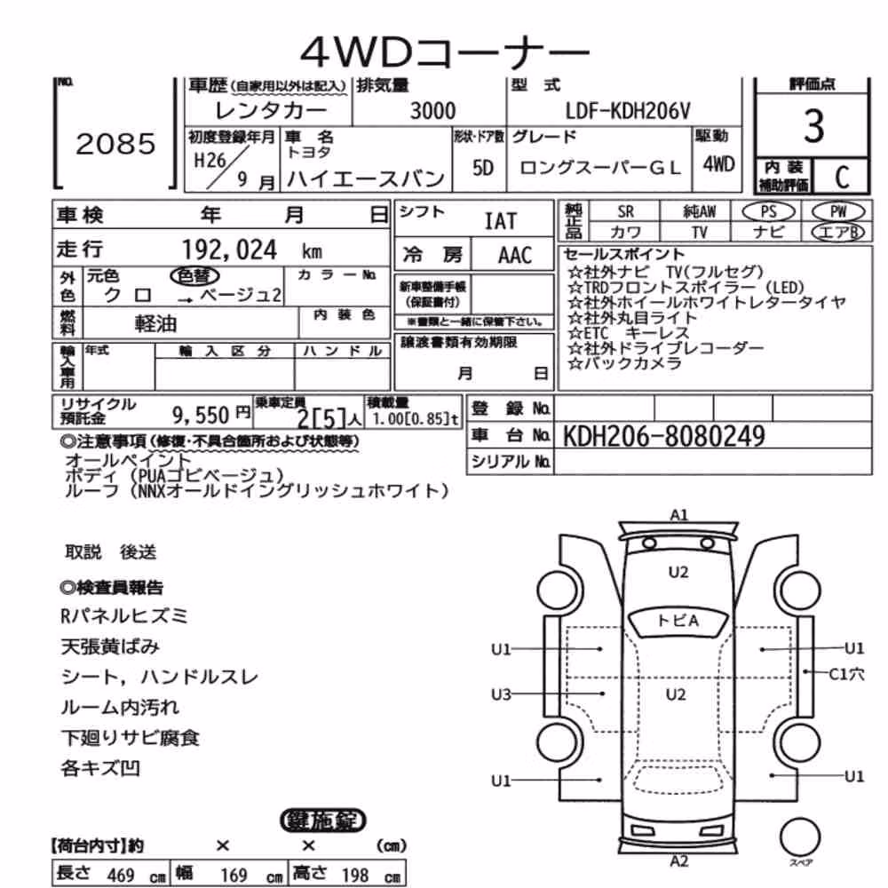 Notka aukcyjna: TOYOTA HIACE VAN 5D 4WD LONG SUPER GL