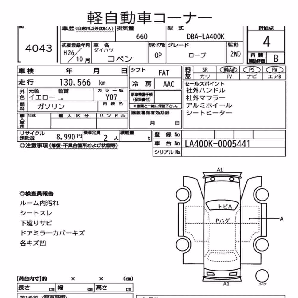 Notka aukcyjna: DAIHATSU COPEN OP ROBE