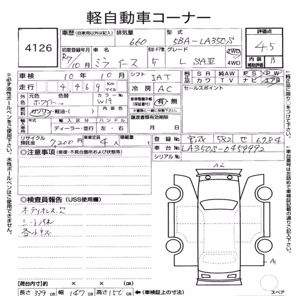 Notka aukcyjna: DAIHATSU MIRA E:S L SAⅢ