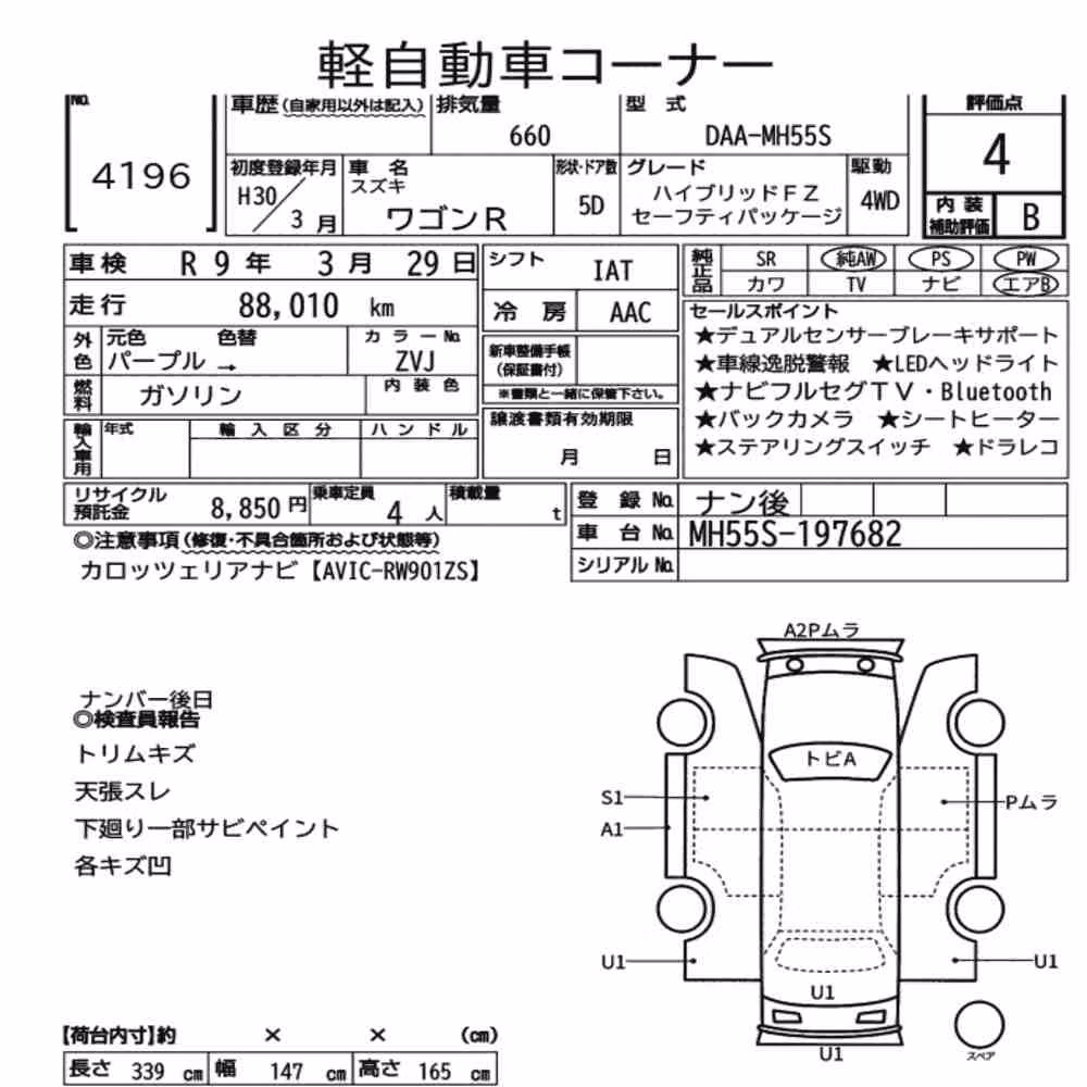 Notka aukcyjna: SUZUKI WAGON R 5D 4WD HYBRID FZ SAFETY PACKAGE