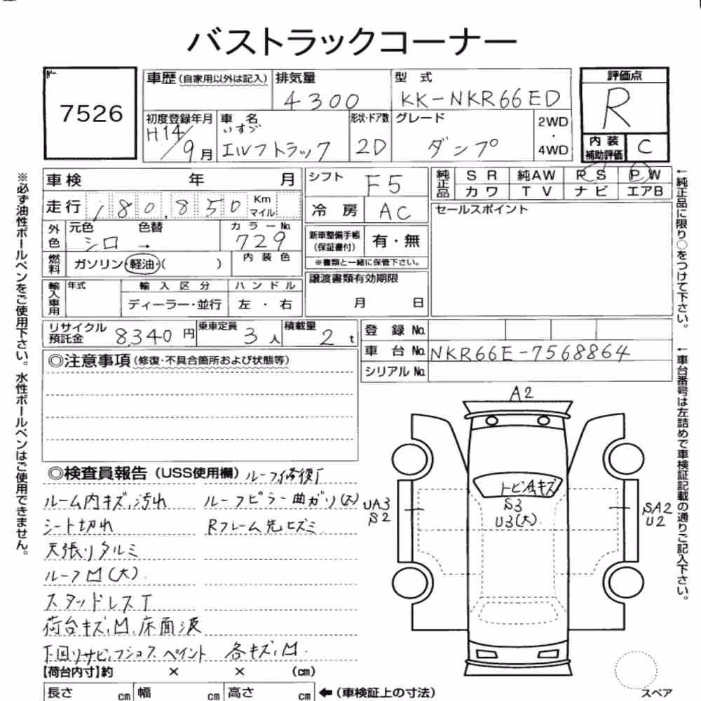 Notka aukcyjna: ISUZU ELF TRUCK 2D DUMP