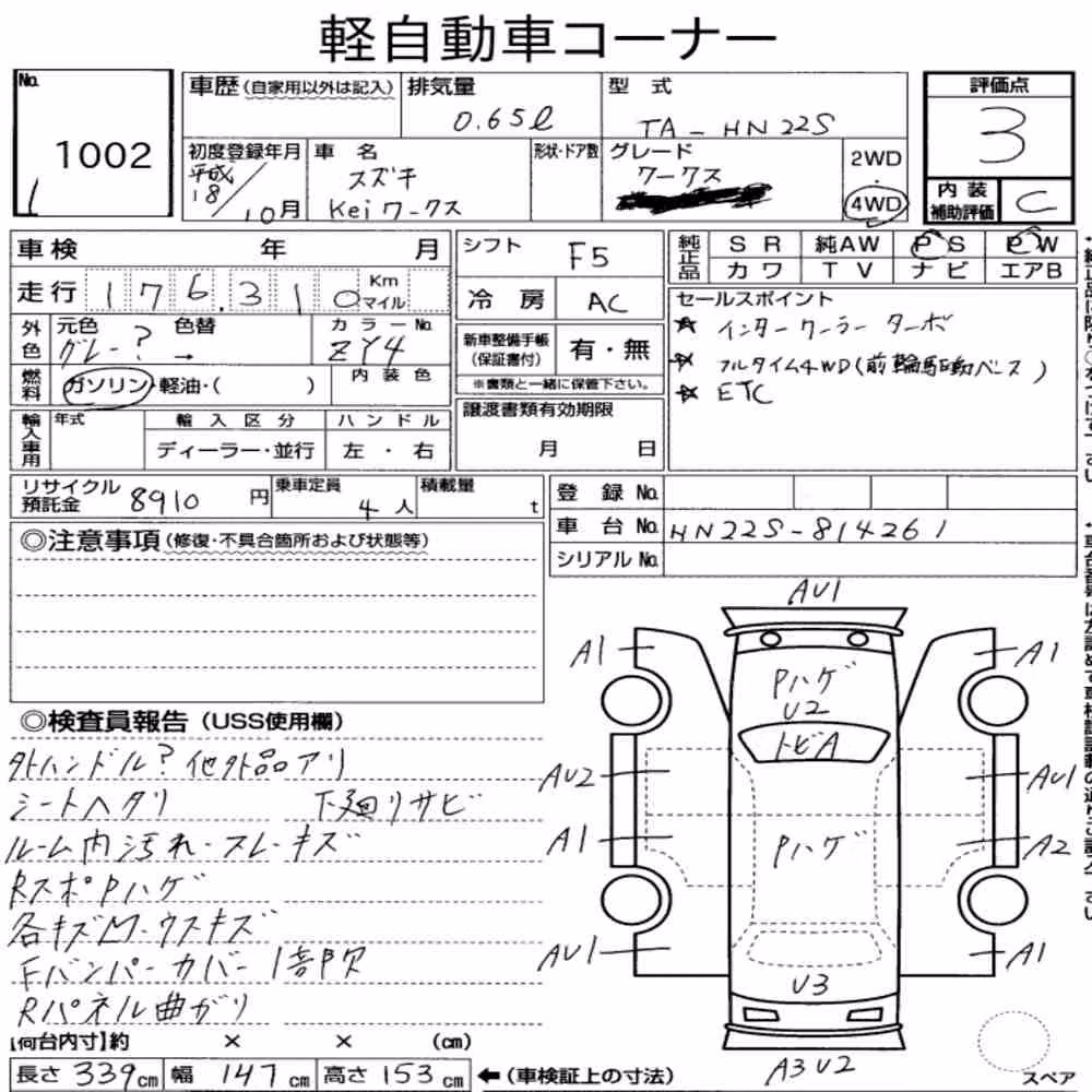 Notka aukcyjna: SUZUKI KEI WORKS 4WD