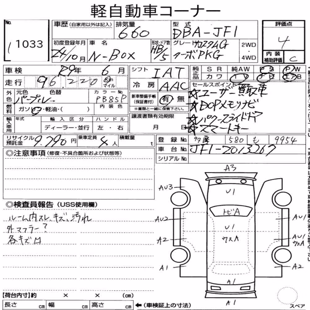 Notka aukcyjna: HONDA N-BOX CUSTOM G・TURBO PACKAGE