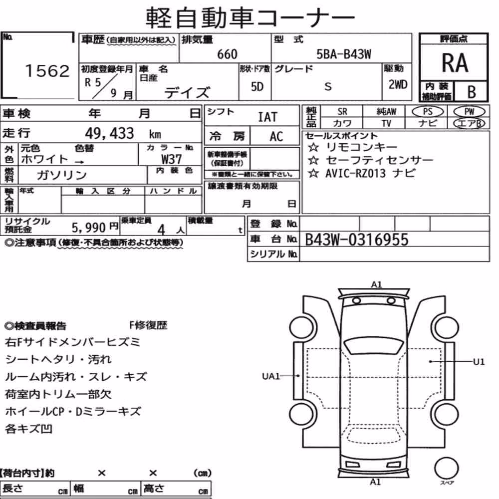 Notka aukcyjna: NISSAN DAYZ S