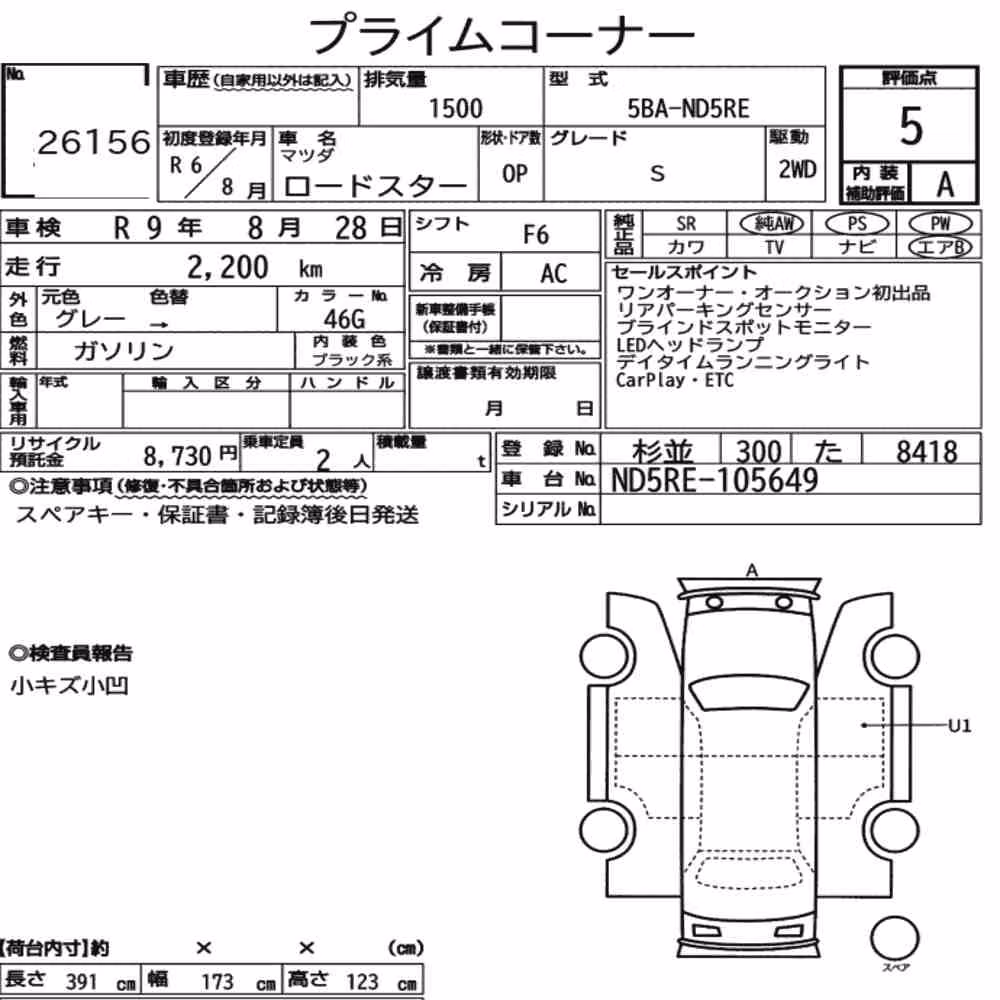 Notka aukcyjna: MAZDA ROADSTER S