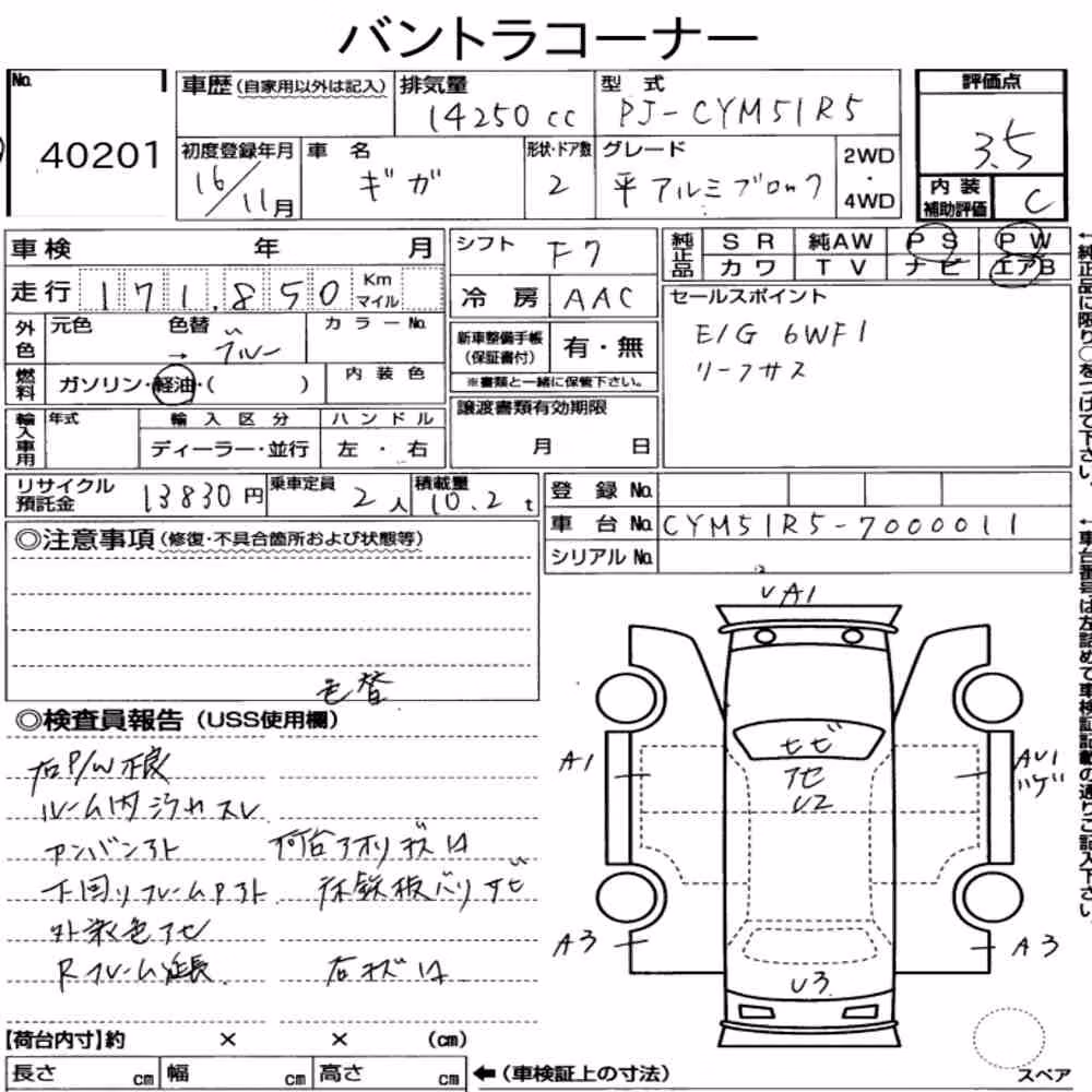 Notka aukcyjna: ISUZU GIGA