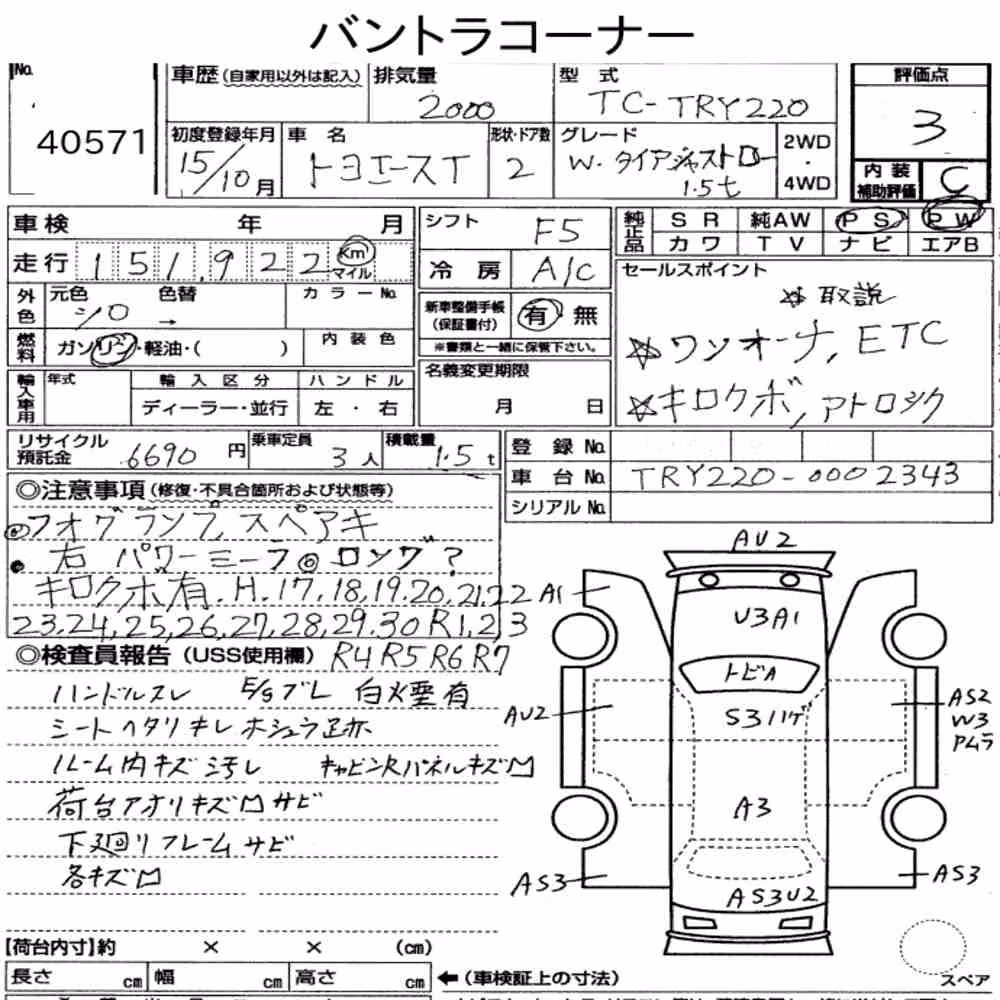 Notka aukcyjna: TOYOTA TOYOACE 2D JUSTLOW