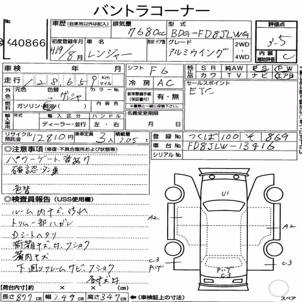 Notka aukcyjna: HINO HINO RANGER 2D WING