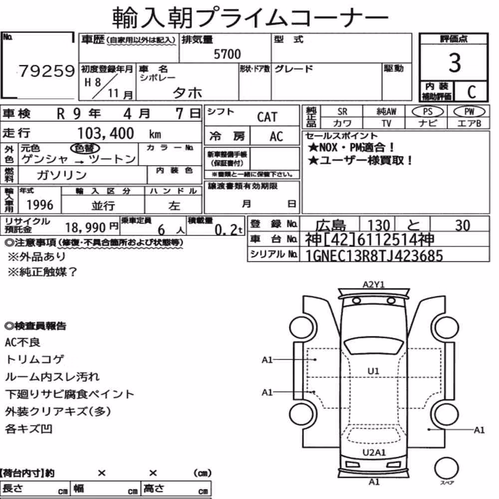 Notka aukcyjna: CHEVROLET TAHOE 5D