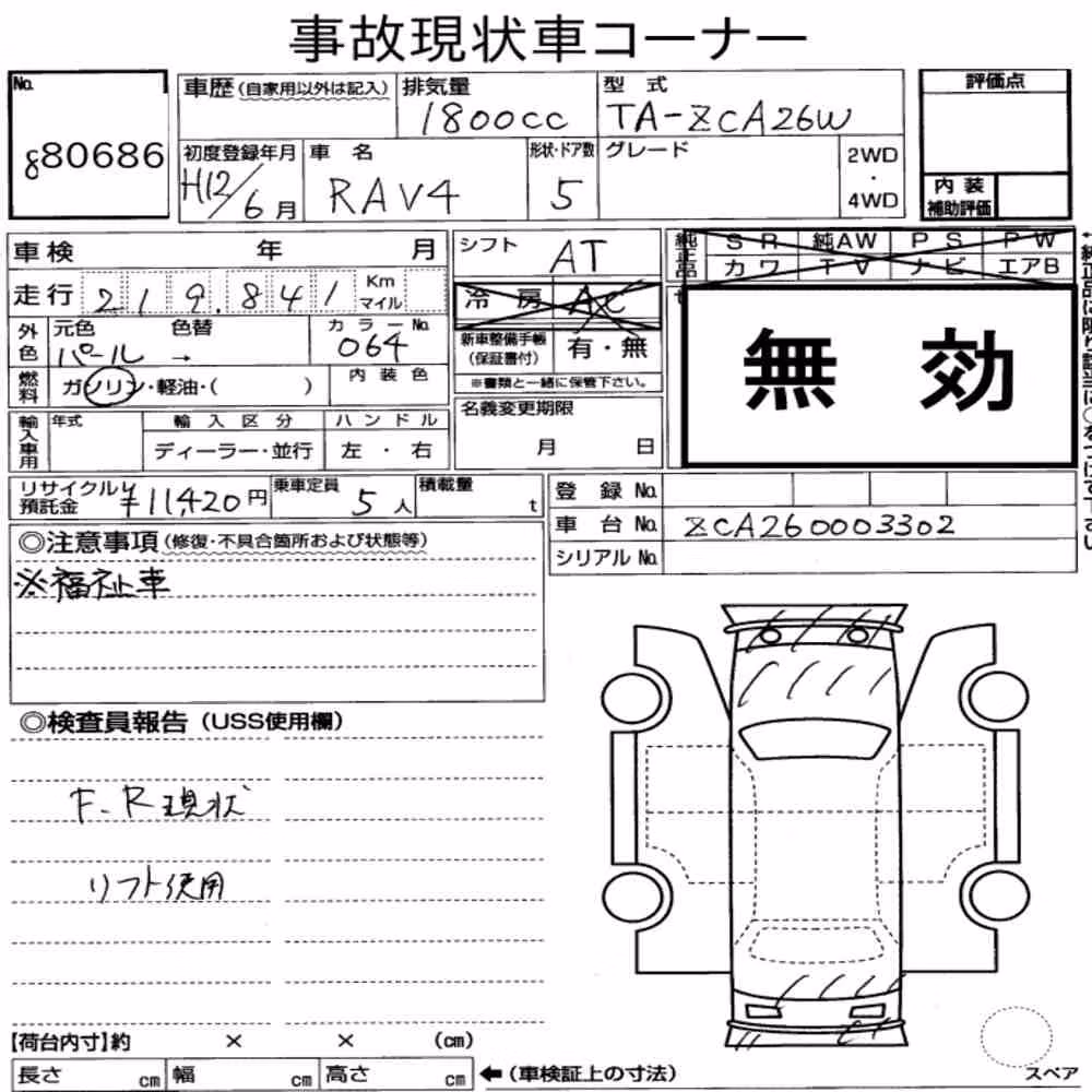 Notka aukcyjna: TOYOTA RAV4 5D