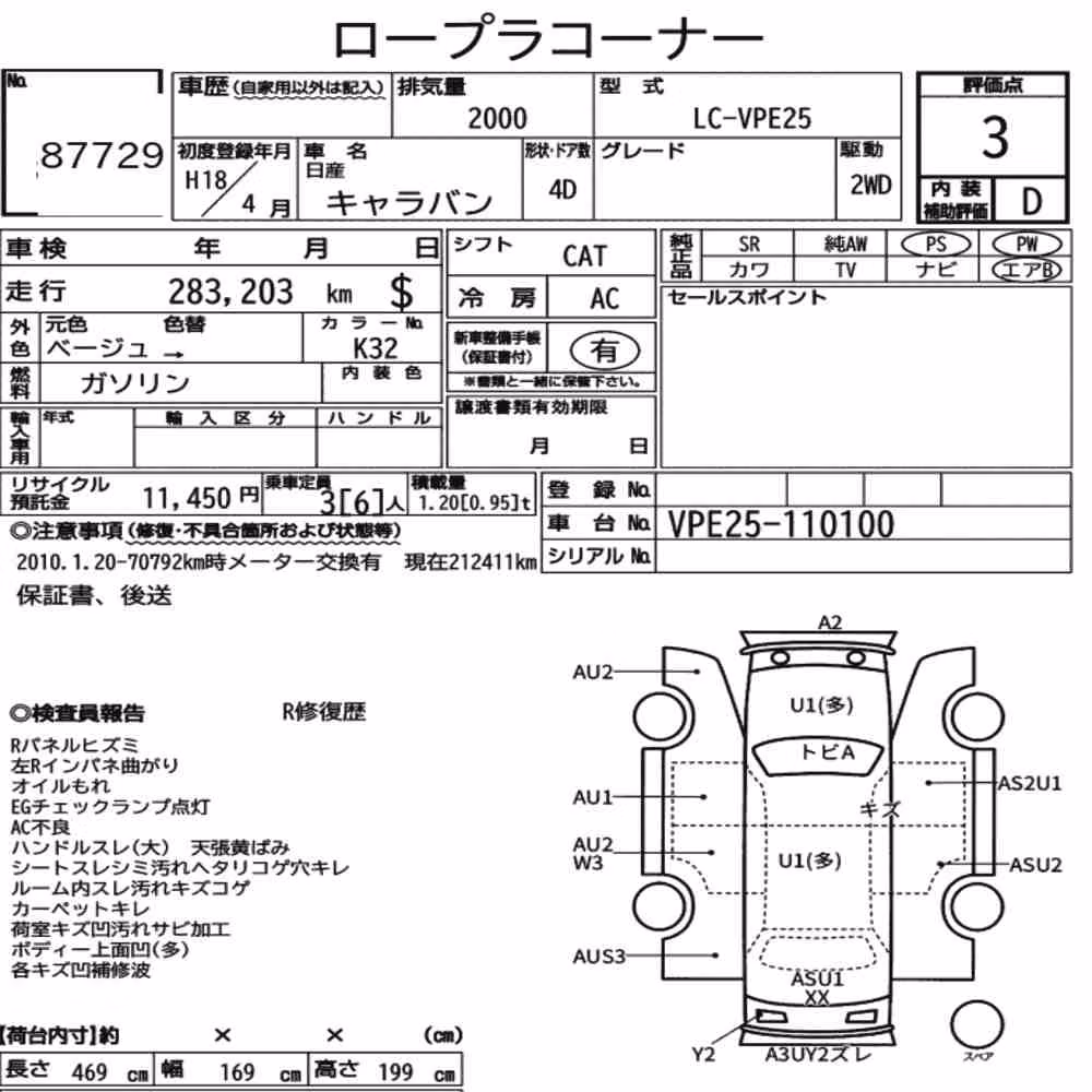 Notka aukcyjna: NISSAN CARAVAN 4D