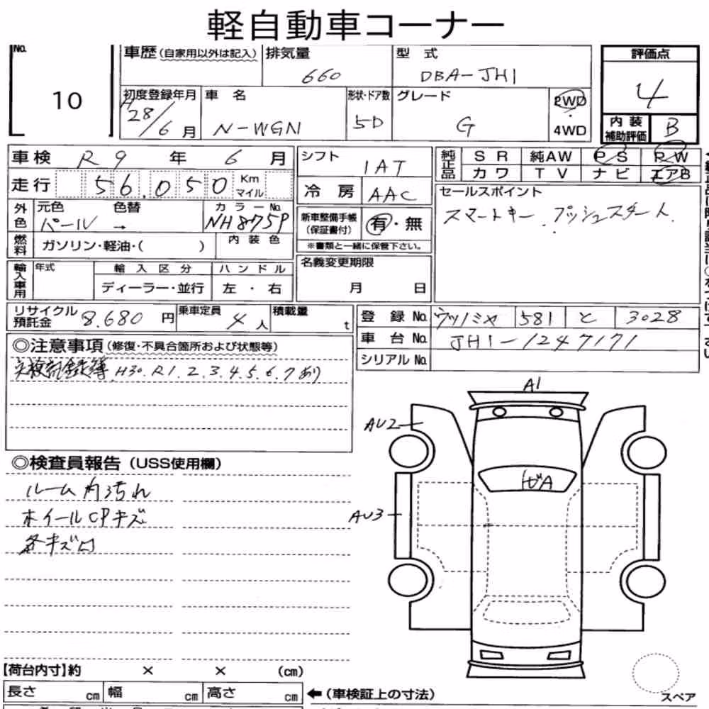 Notka aukcyjna: HONDA N-WGN G