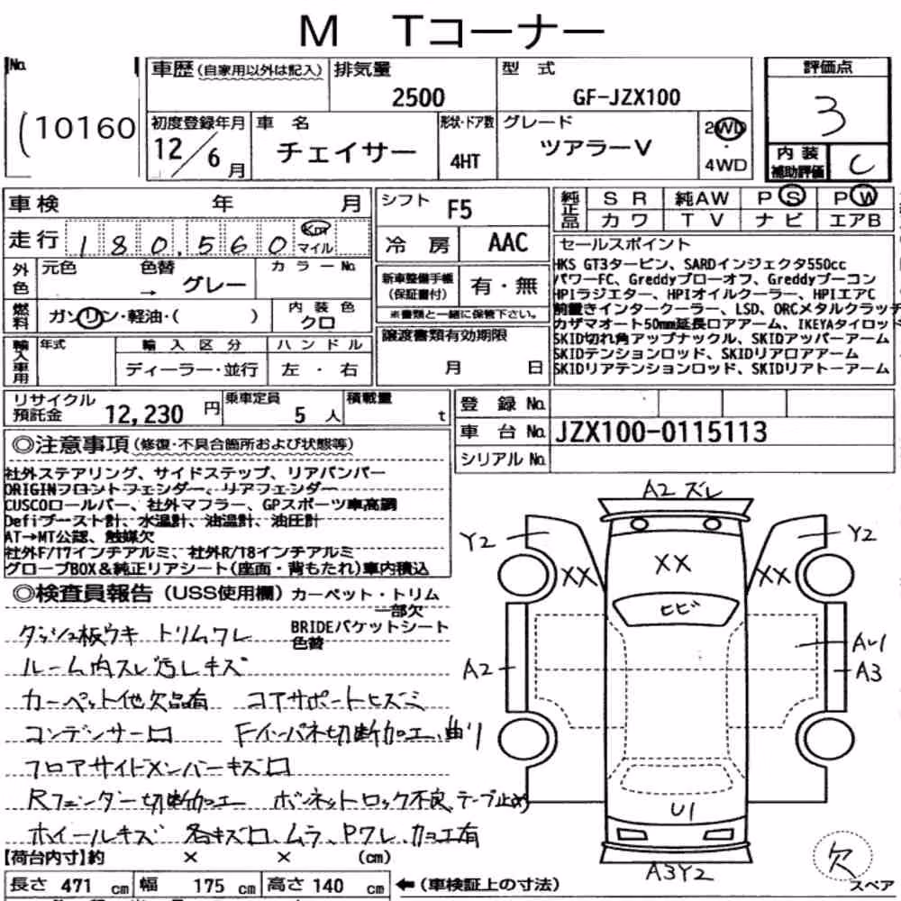 Notka aukcyjna: TOYOTA CHASER TOURER V