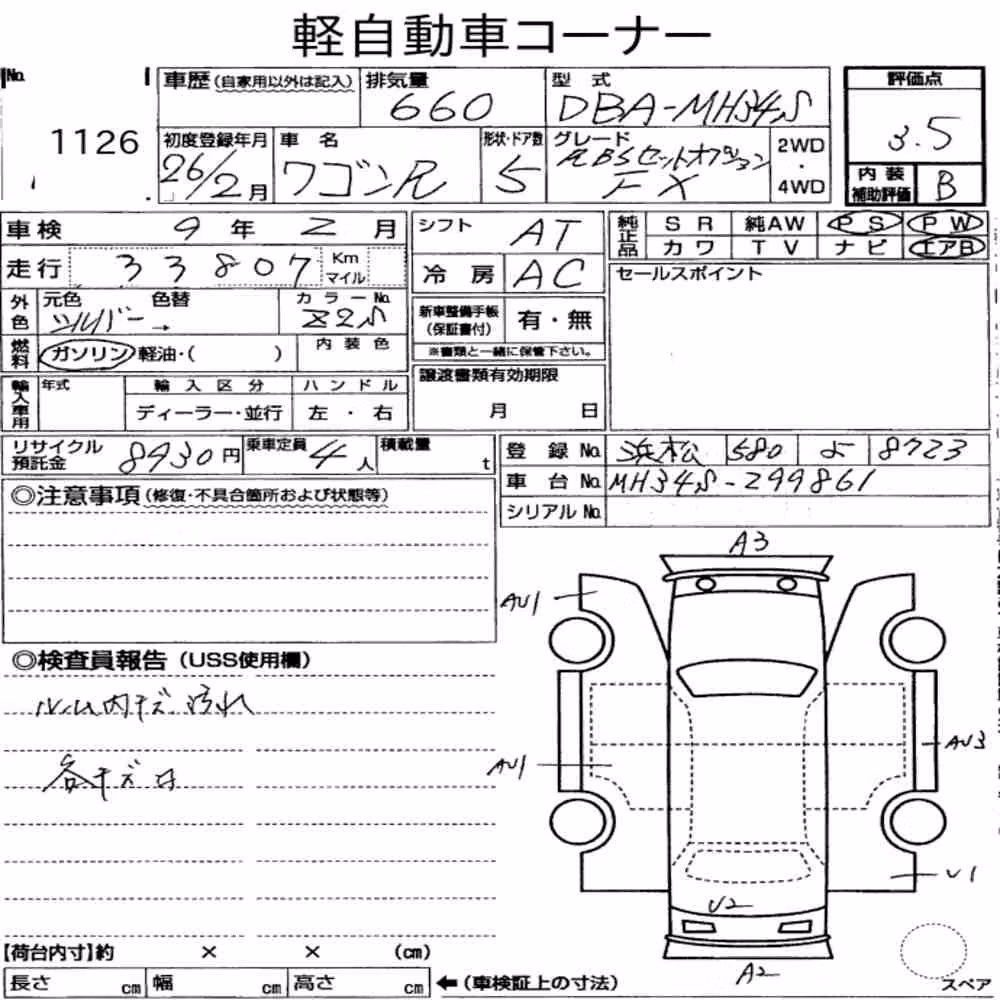 Notka aukcyjna: SUZUKI WAGON R 5D FX