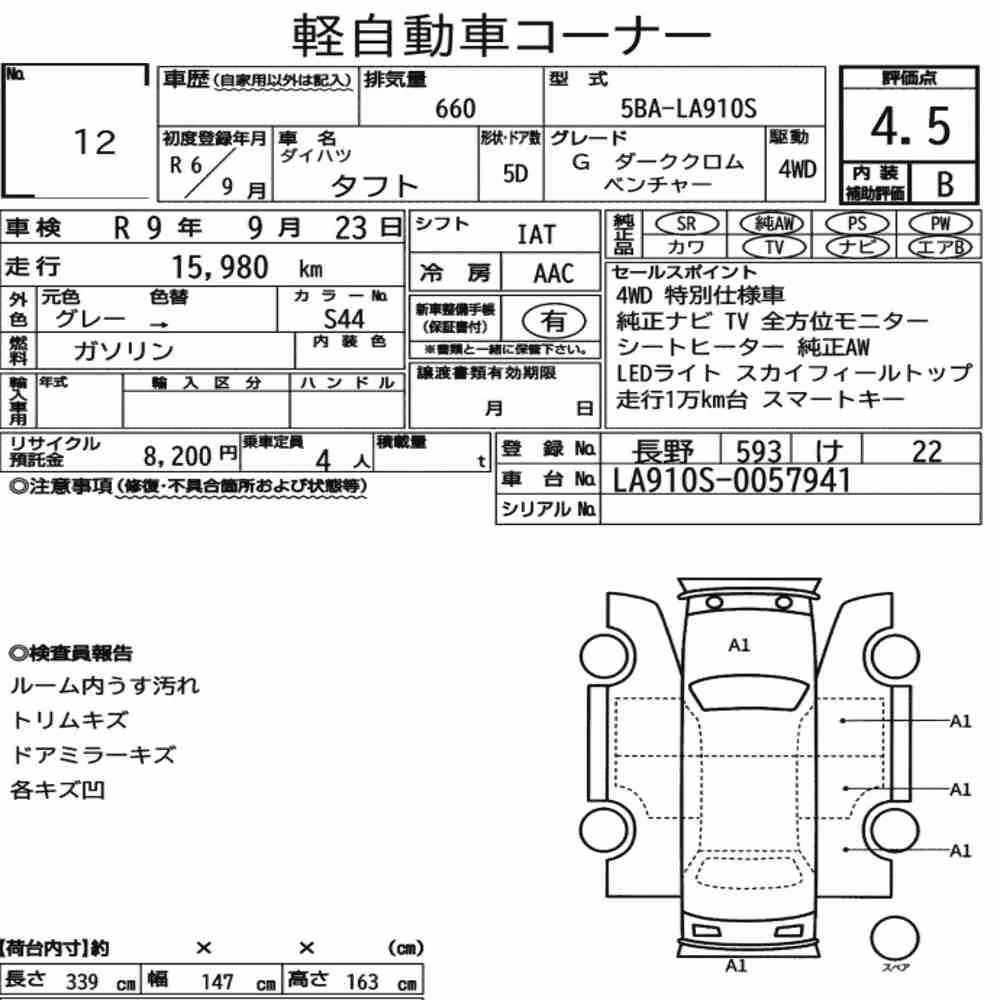 Notka aukcyjna: DAIHATSU TAFT 4WD G DARK CHROME VENTURE