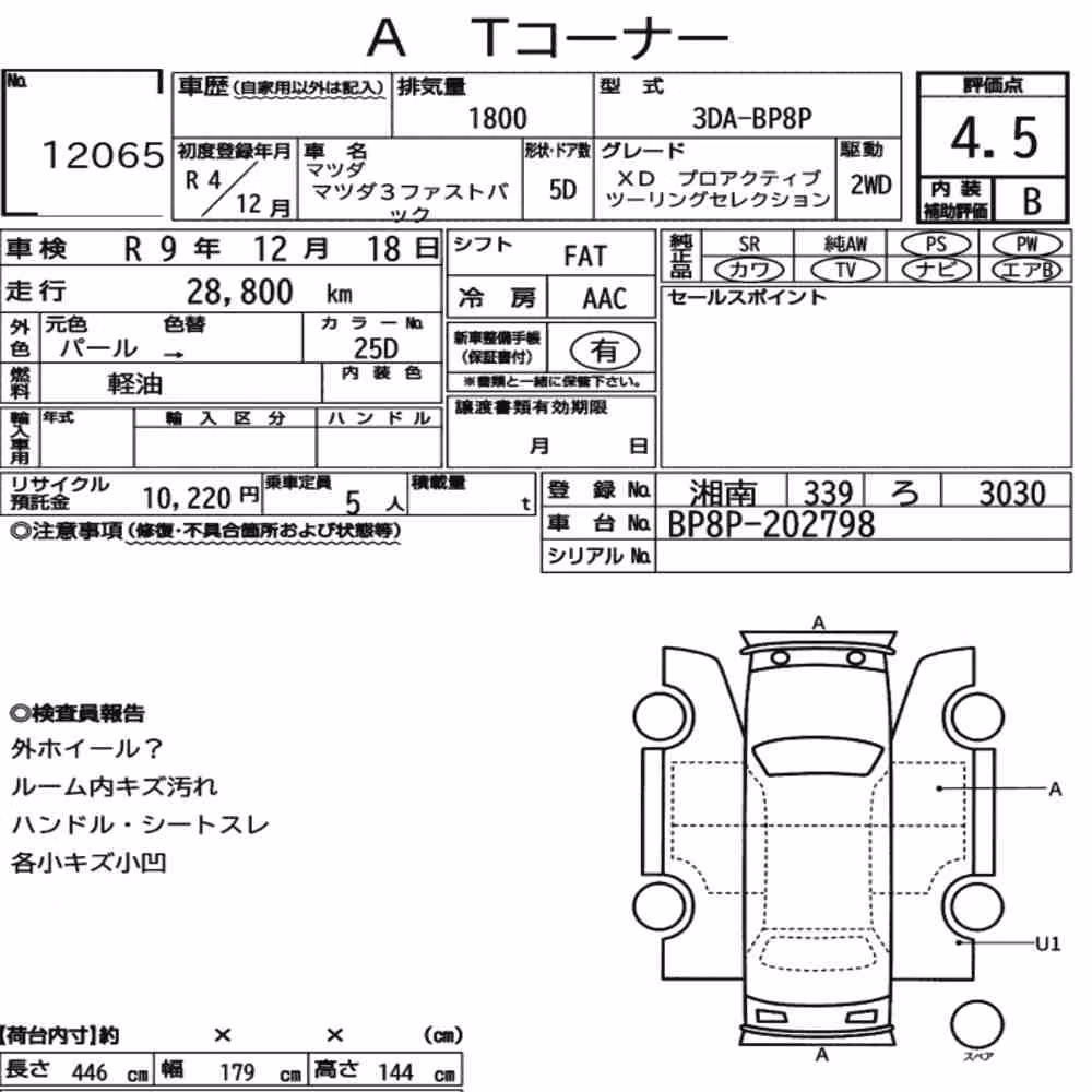 Notka aukcyjna: MAZDA MAZDA3 FASTBACK XD PROACTIVE TOURING SELECTION