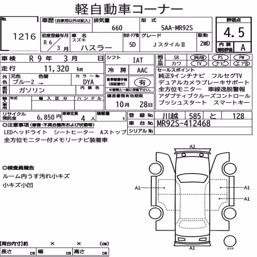 Notka aukcyjna: SUZUKI HUSTLER J STYLEⅡ